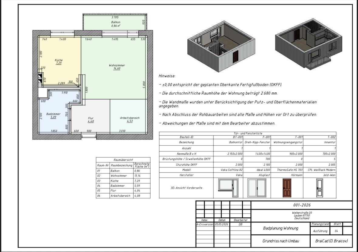 Grundriss mit Zonierung, Archicad-Planung